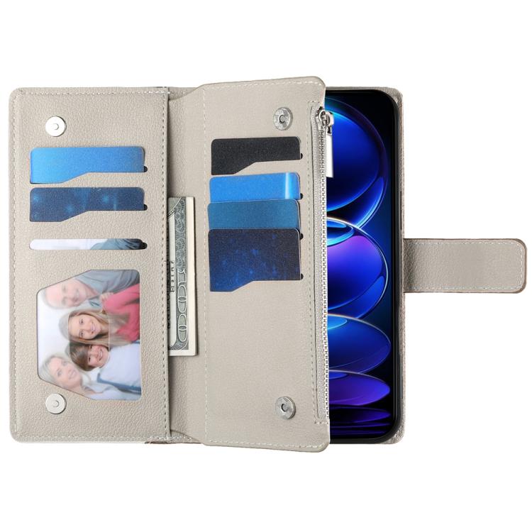 Funda de cuero con cremallera para Redmi Note 12S 4G / Note 11 4G, con costuras globales, múltiples tarjetas y correa corta (negra)