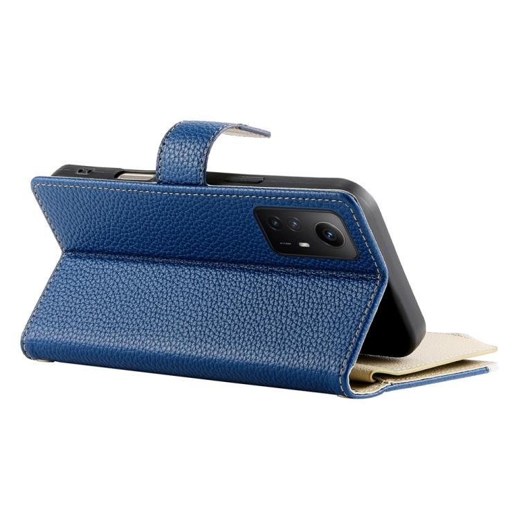 Funda de cuero con cremallera para Redmi Note 12S 4G / Note 11 4G, con costuras globales, múltiples tarjetas y correa corta (azul oscuro)