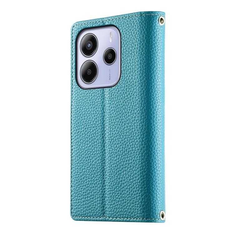 Funda de cuero con cremallera para Redmi Note 14 4G, 163,25 mm, con múltiples tarjetas y correa corta (azul)