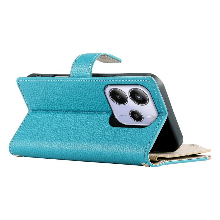 Funda de cuero con cremallera para Redmi Note 14 4G, 163,25 mm, con múltiples tarjetas y correa corta (azul)