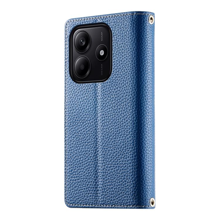 Funda de cuero con cremallera para Redmi Note 14 5G, con costuras globales y múltiples tarjetas, con correa corta (azul oscuro)