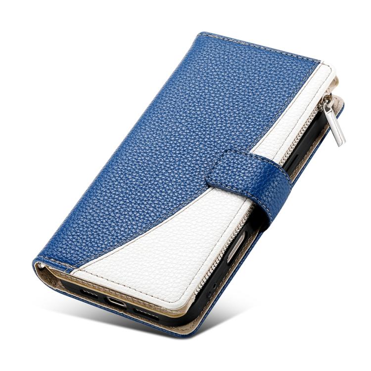 Funda de cuero con cremallera para Redmi Note 14 5G, con costuras globales y múltiples tarjetas, con correa corta (azul oscuro)
