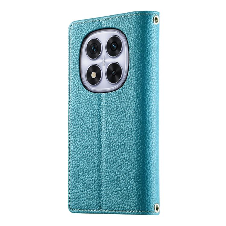 Funda de cuero con cremallera para Redmi Note 14 Pro 5G / Note 14 Pro+ 5G, con costuras, para múltiples tarjetas y correa corta (azul)