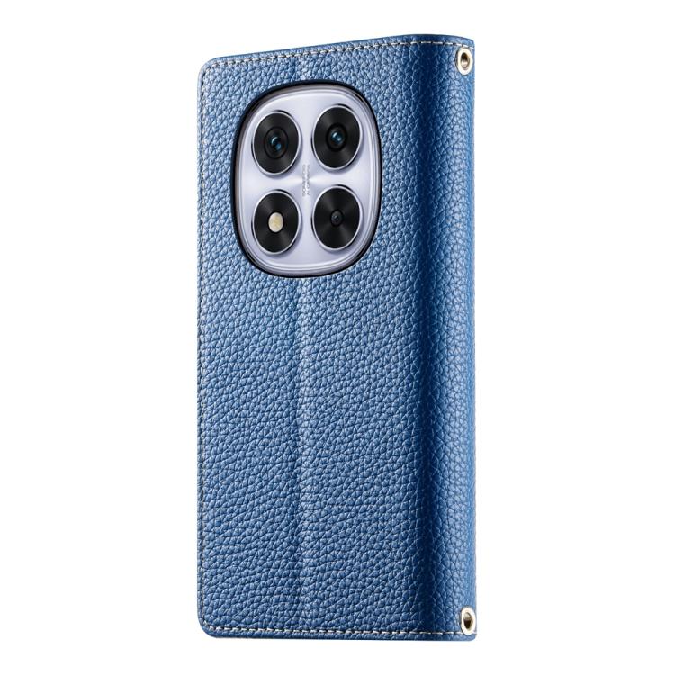Funda de cuero con cremallera para Redmi Note 14 Pro 5G / Note 14 Pro+ 5G, con costuras, para múltiples tarjetas y correa corta (azul oscuro)