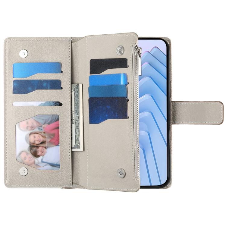 Funda de cuero con cremallera para Redmi Note 14 Pro 5G / Note 14 Pro+ 5G, con costuras, para múltiples tarjetas y correa corta (azul oscuro)