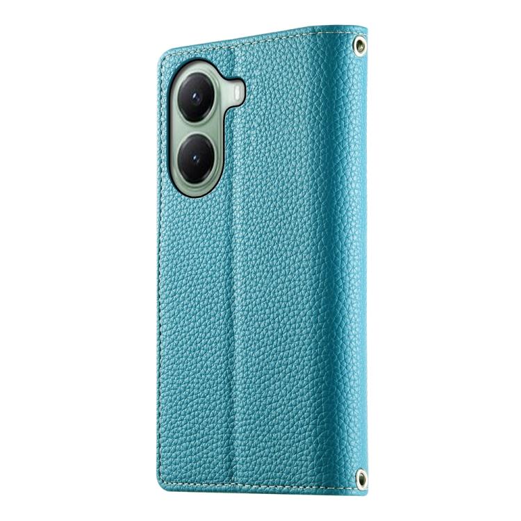 Funda de cuero con cremallera para Redmi Turbo 4 / Xiaomi Poco X7 Pro, con costuras, múltiples tarjetas y correa corta (azul)