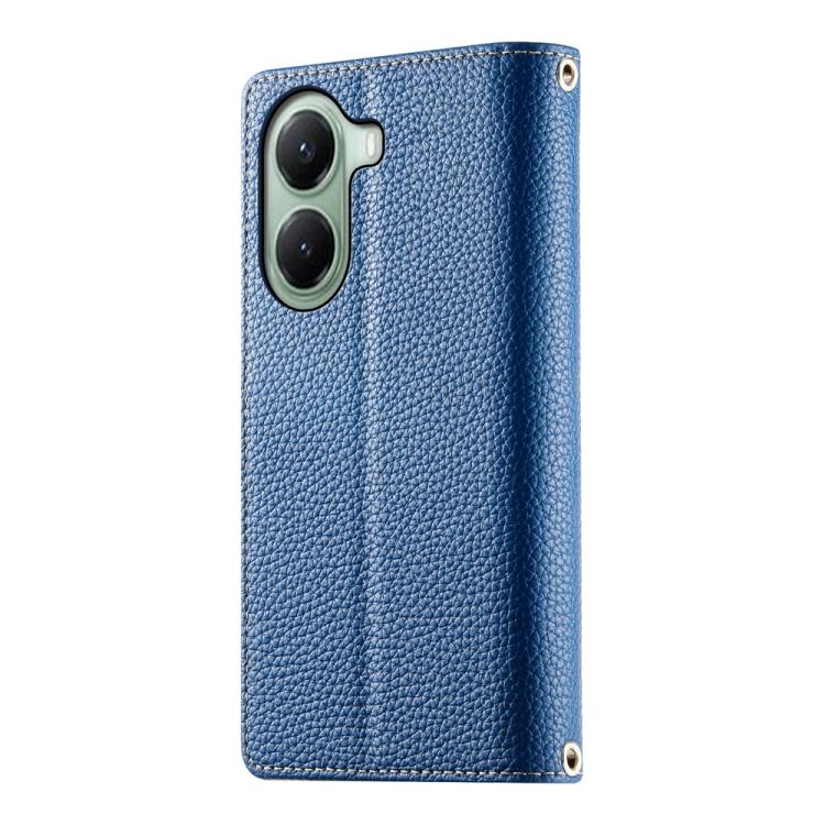 Funda de cuero con cremallera para Redmi Turbo 4 / Xiaomi Poco X7 Pro, con costuras, para múltiples tarjetas y correa corta (azul oscuro)