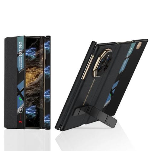 Funda plegable magnética GKK para Huawei Mate XT Ultimate con soporte giratorio ranurado (negro)