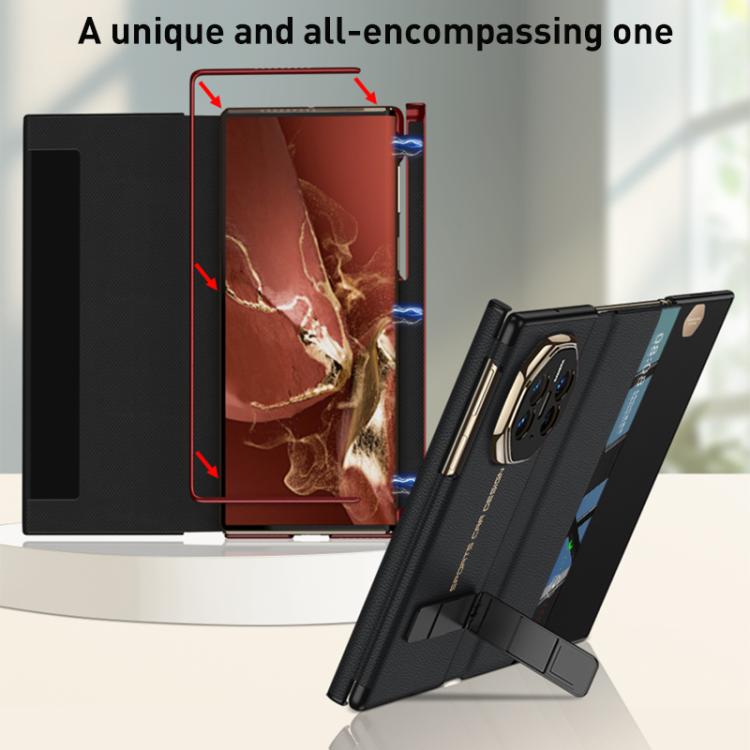 Funda plegable magnética GKK para Huawei Mate XT Ultimate con soporte giratorio ranurado (negro)