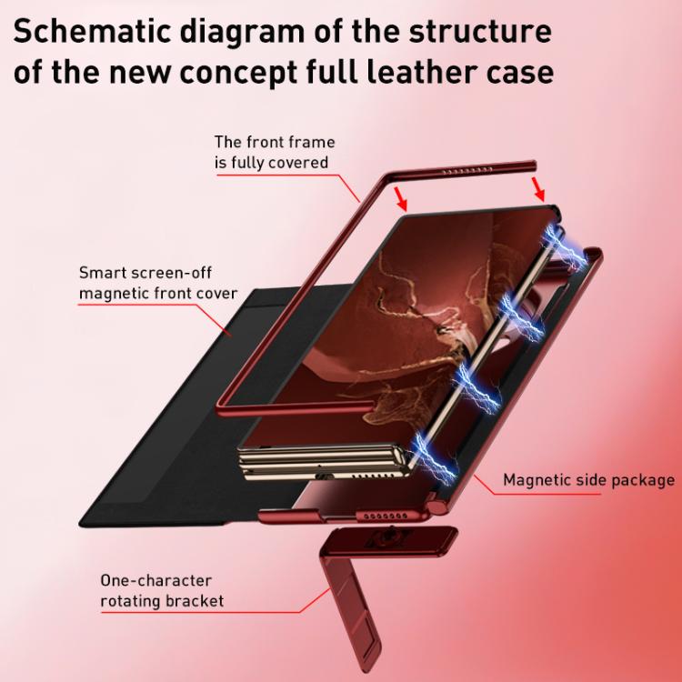 Funda plegable magnética GKK para Huawei Mate XT Ultimate con soporte giratorio ranurado (negro)