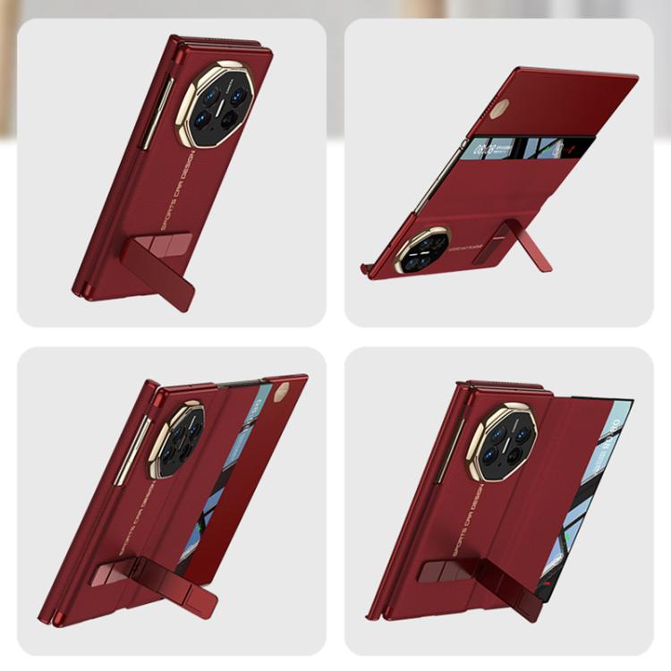 Funda plegable magnética GKK para Huawei Mate XT Ultimate con soporte giratorio ranurado (roja)