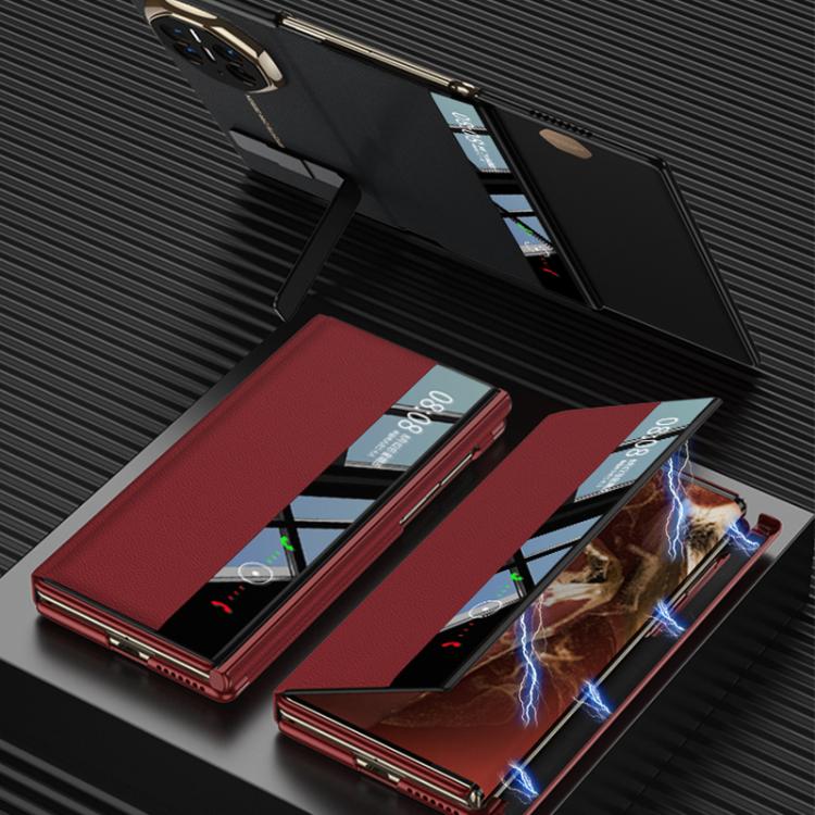 Funda plegable magnética GKK para Huawei Mate XT Ultimate con soporte giratorio ranurado (negro)