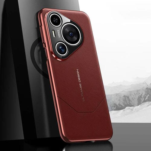 Funda premium de imitación galvanizada con diseño de vanguardia para Huawei Pura 70 Pro/Pro+ (roja)