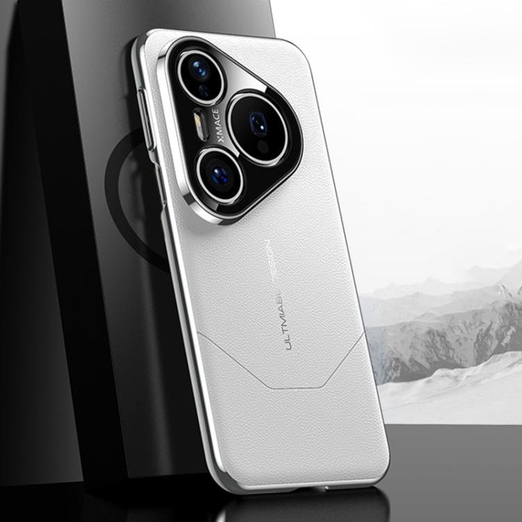 Funda premium de imitación galvanizada con diseño de vanguardia para Huawei Pura 80 Pro / 80 Pro+ 5G (blanca)