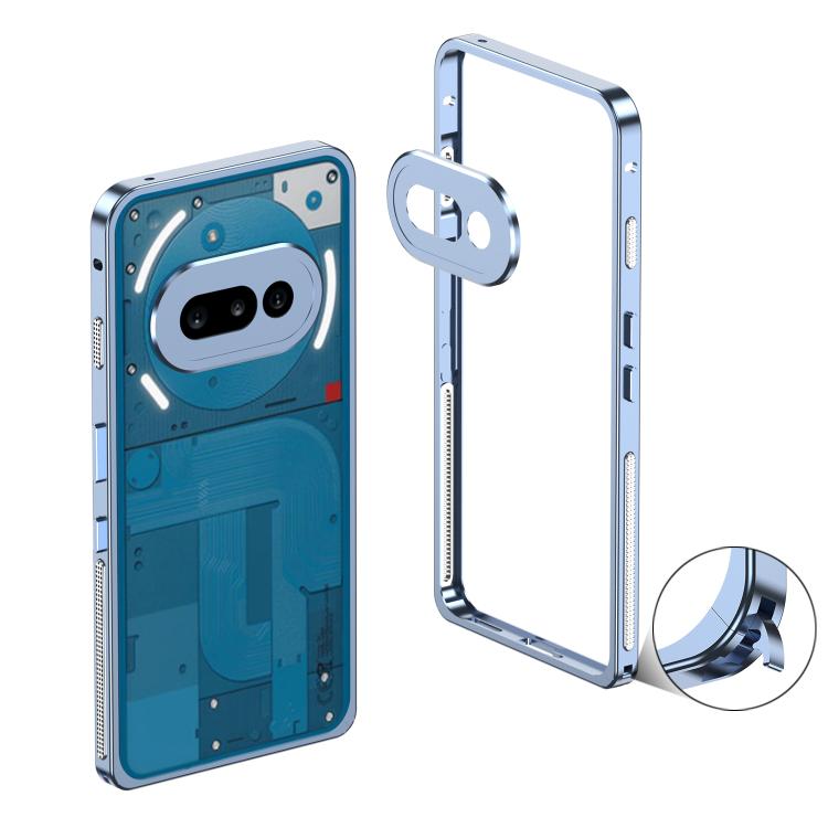 Funda para teléfono Nothing Phone 3a con marco metálico y disipador de calor, con anillo protector para cámara (azul)