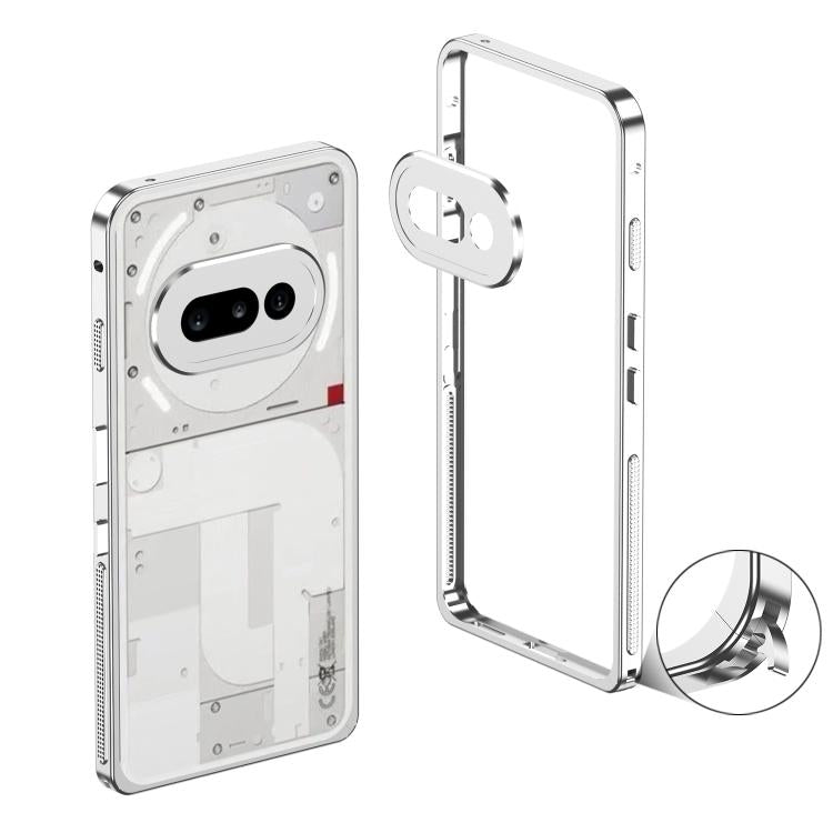 Funda para teléfono For Nothing Phone 3a con marco de metal y disipador de calor, con anillo protector de cámara (plateada)