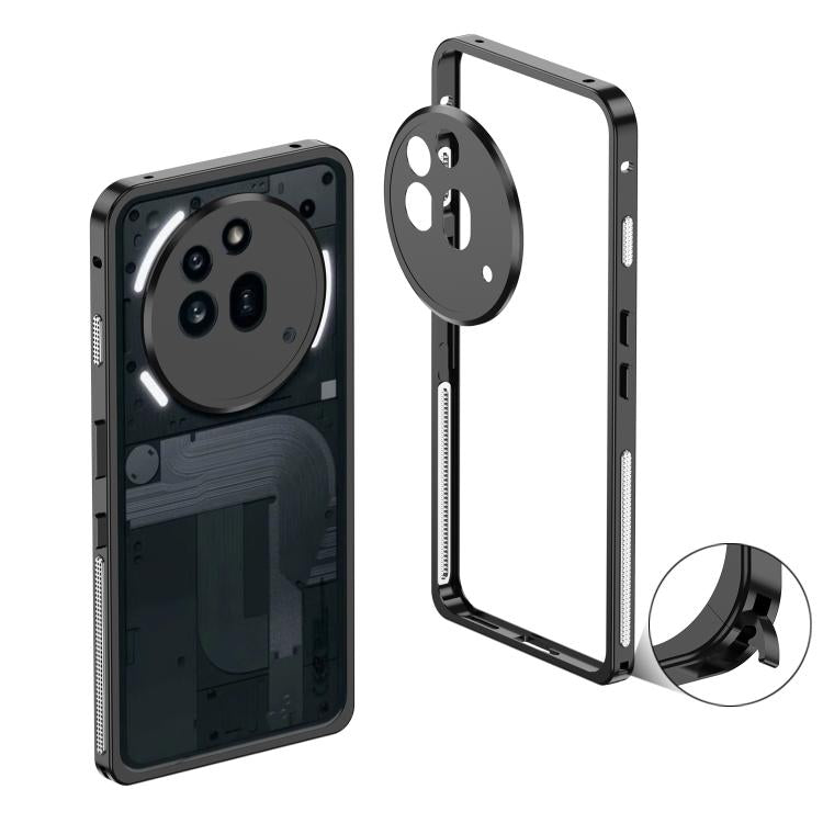 Funda para teléfono For Nothing Phone 3a Pro con marco de metal y disipador de calor, con anillo protector de cámara (negra)
