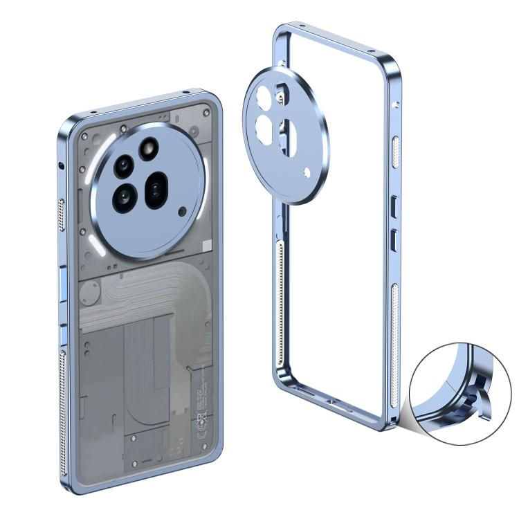 Funda para teléfono For Nothing Phone 3a Pro con marco de metal y disipador de calor, con anillo protector de cámara (azul)