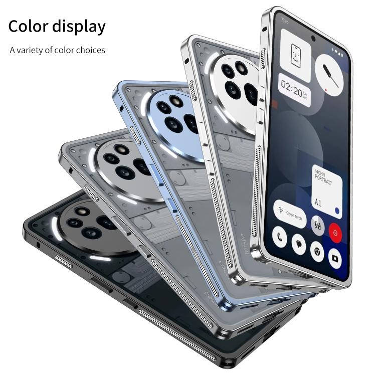Funda para teléfono For Nothing Phone 3a Pro con marco de metal y disipador de calor, con anillo protector de cámara (azul)