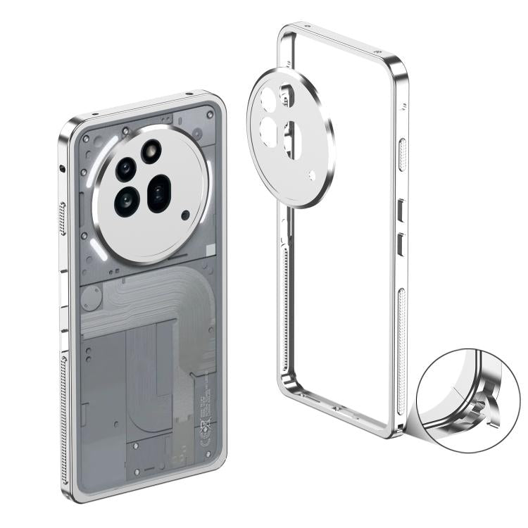 Funda para teléfono For Nothing Phone 3a Pro con marco de metal, disipación de calor y anillo protector de cámara (plateada)