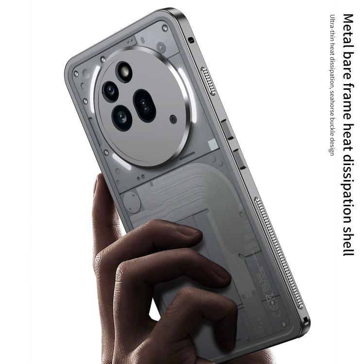 Funda para teléfono For Nothing Phone 3a Pro con marco de metal, disipación de calor y anillo protector de cámara (plateada)