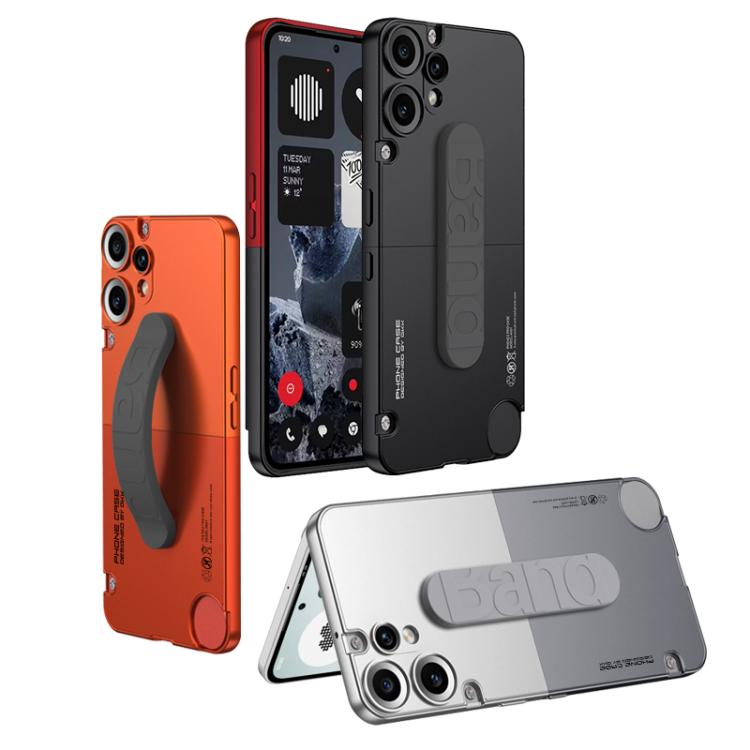 Funda para teléfono CMF Phone 2 Pro GKK con conexión de mortaja y espiga, color de contraste y correa de silicona (naranja y rojo)