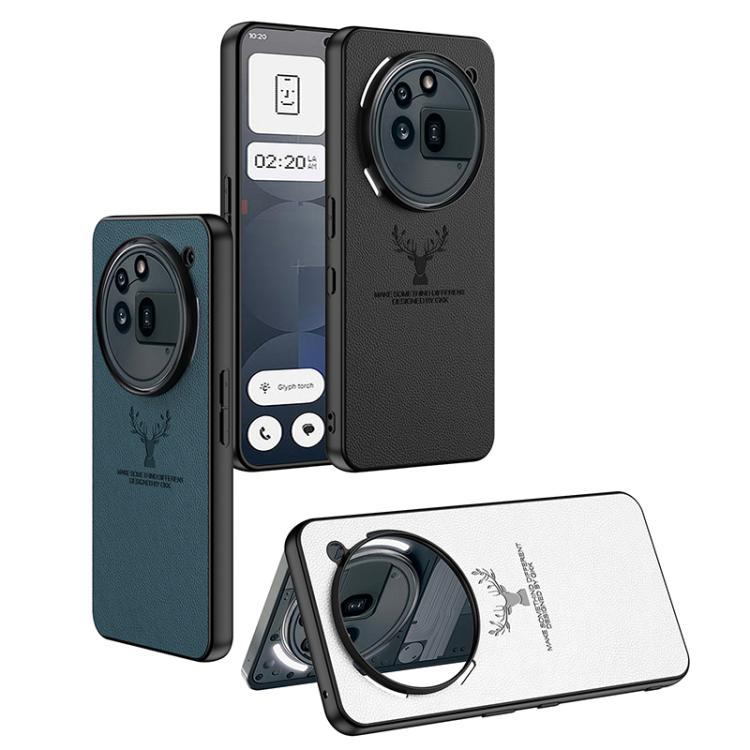 Funda de cuero con diseño de alce GKK para el teléfono 3a Pro (fibra de carbono)