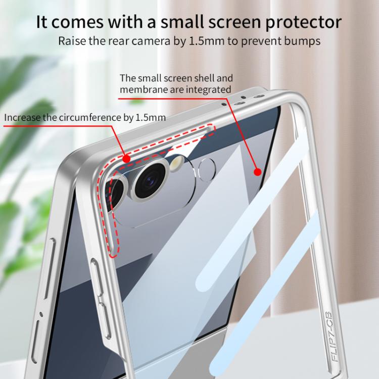 Funda ultrafina de cobertura total integrada GKK para Samsung Galaxy Z Flip7 5G (gris titanio)
