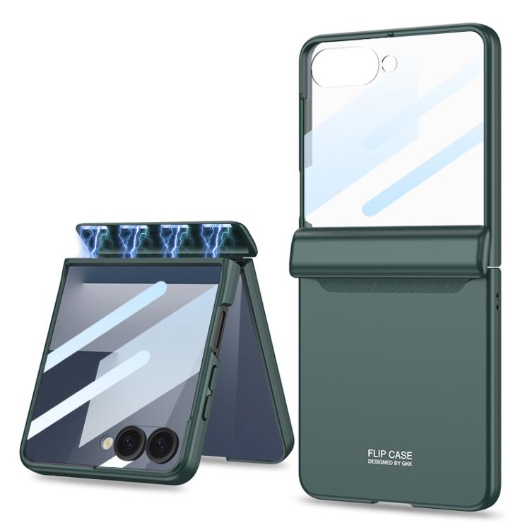 Funda con tapa magnética de cobertura total para Samsung Galaxy Z Flip7 5G con película HD integrada GKK (verde)