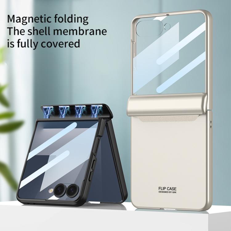 Funda con tapa magnética de cobertura total para Samsung Galaxy Z Flip7 5G con película HD integrada GKK (verde matcha)