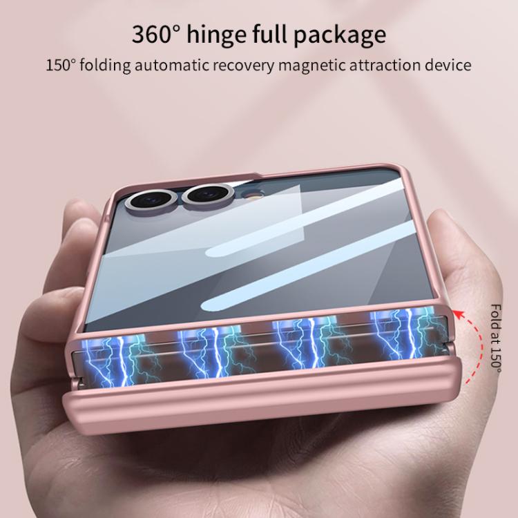 Funda con tapa magnética de cobertura total para Samsung Galaxy Z Flip7 5G con película HD integrada GKK (rosa)