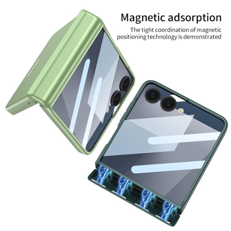 Funda con tapa magnética de cobertura total para Samsung Galaxy Z Flip7 5G con película HD integrada GKK (verde matcha)