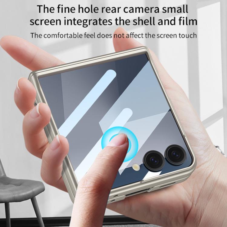 Funda con tapa magnética de cobertura total para Samsung Galaxy Z Flip7 5G con película HD integrada GKK (naranja)