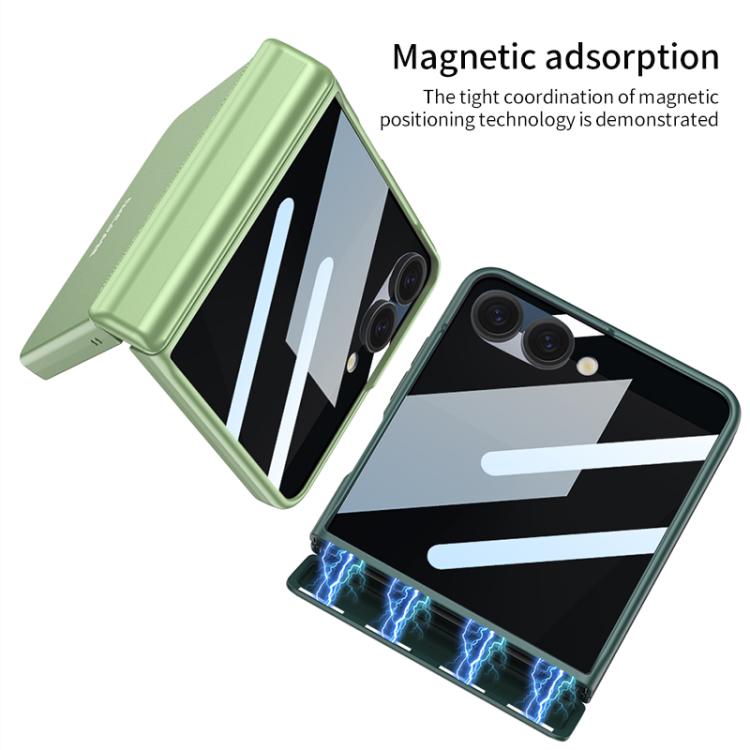 Funda con tapa magnética de cobertura total para Samsung Galaxy Z Flip7 5G GKK con película de privacidad integrada (negro)