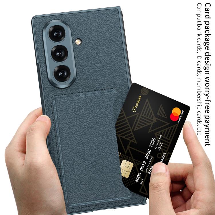 Funda de cuero ultrafina integrada GKK con ranuras para tarjetas para Samsung Galaxy Z Fold7 5G (fibra de carbono)