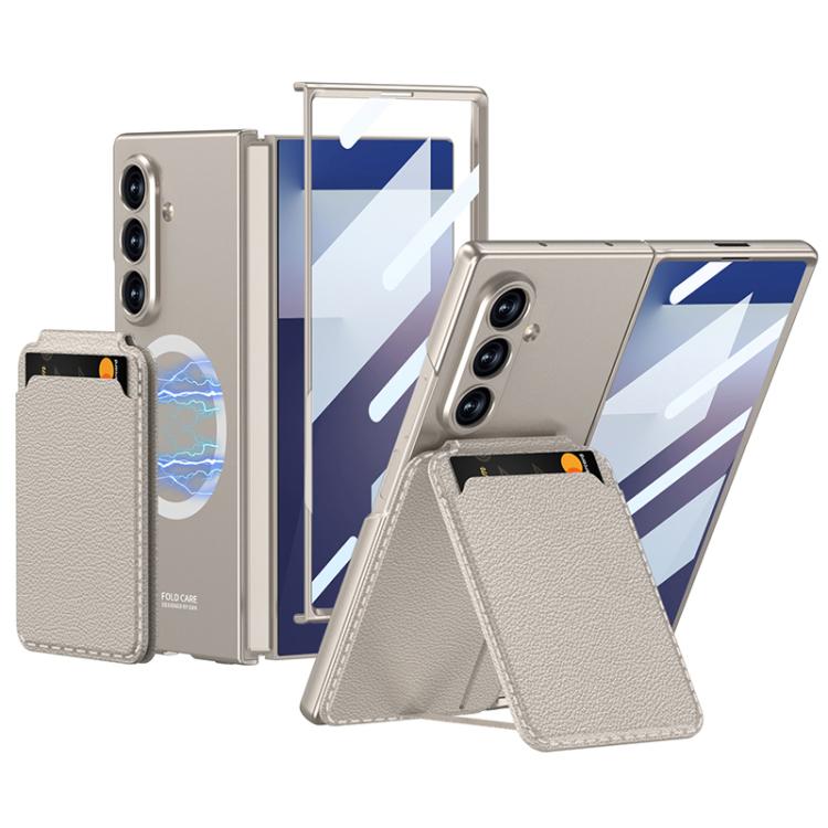 Funda para Samsung Galaxy Z Fold7 5G GKK con tarjetero magnético integrado (gris titanio)