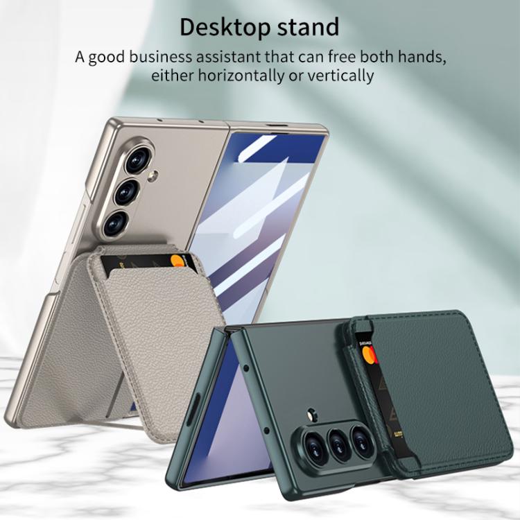 Funda para Samsung Galaxy Z Fold7 5G GKK con tarjetero magnético integrado (gris titanio)