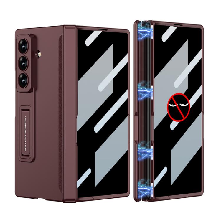 Funda plegable magnética con película de privacidad integrada GKK para Samsung Galaxy Z Fold7 5G (rojo vino)