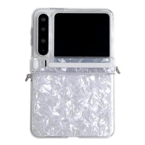 Funda con textura perlada y hebilla lateral para Huawei Pura X (blanca)