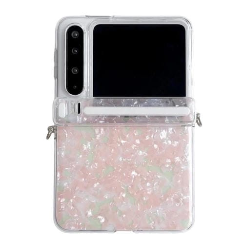 Funda para Huawei Pura X con textura perlada y hebilla lateral (rosa y verde)