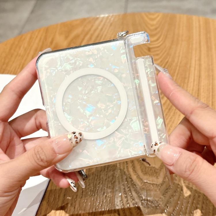 Funda MagSafe con textura perlada y hebilla lateral para Huawei Pura X (beige)