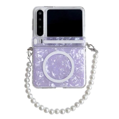 Funda MagSafe con hebilla lateral y textura perlada para Huawei Pura X (morado)