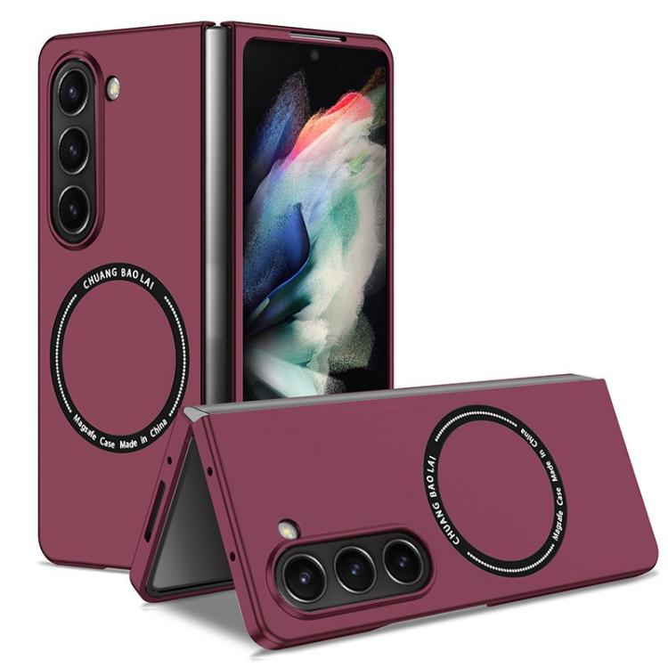 Funda de PC Kalebol MagSafe esmerilada a prueba de golpes para Samsung Galaxy Z Fold6 (rojo vino)