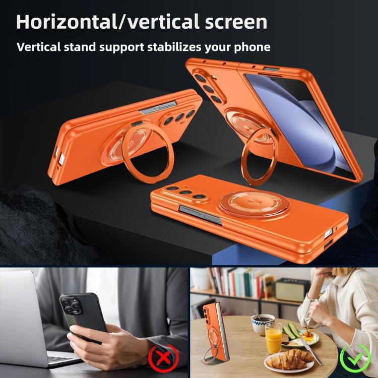 Funda de PC con soporte giratorio Kalebol MagSafe para Samsung Galaxy Z Fold6 (verde oscuro)