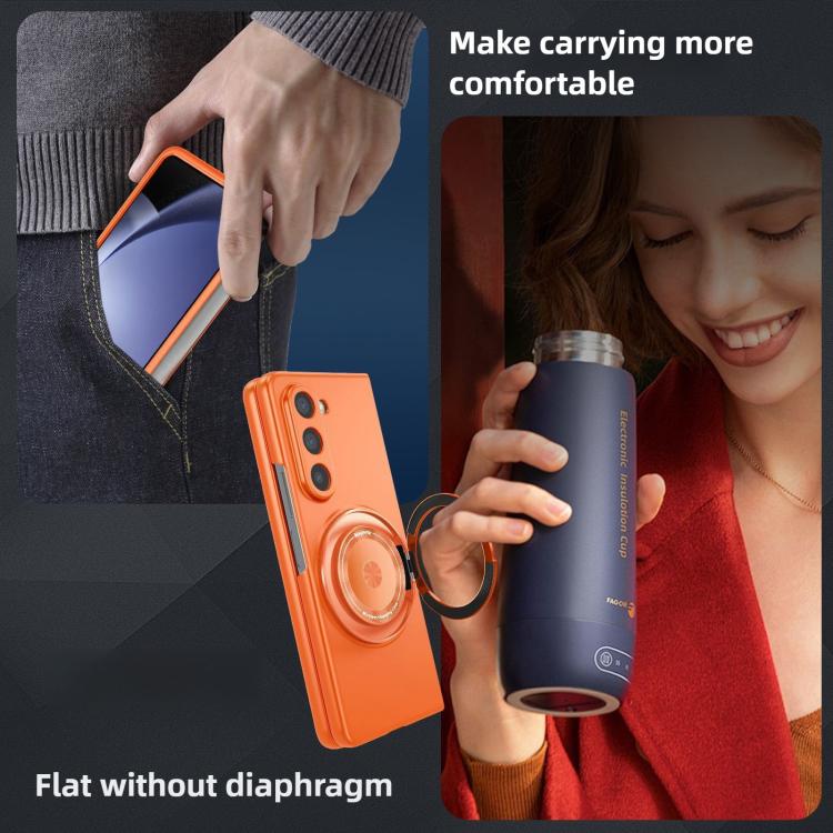 Funda para Samsung Galaxy Z Fold5 con soporte giratorio MagSafe Kalebol para PC (naranja)