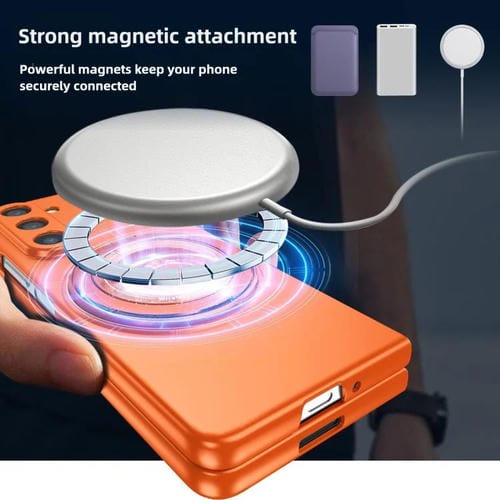Funda para Samsung Galaxy Z Fold5 con soporte giratorio MagSafe Kalebol para PC (rojo vino)