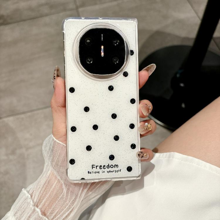 Funda para Huawei Mate X6 con diseño de puntos brillantes (blanca)