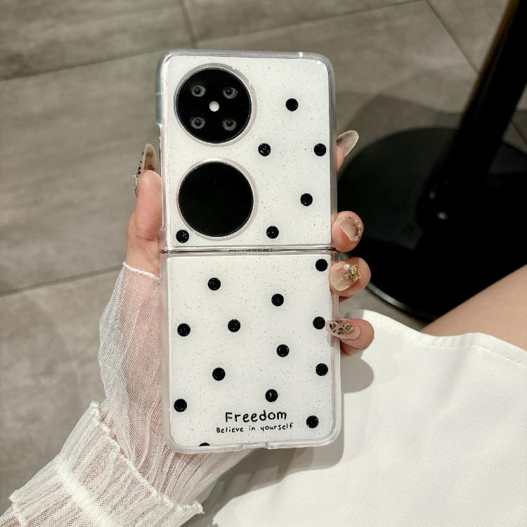 Funda para Huawei Pocket 2 con diseño de puntos brillantes (blanca)
