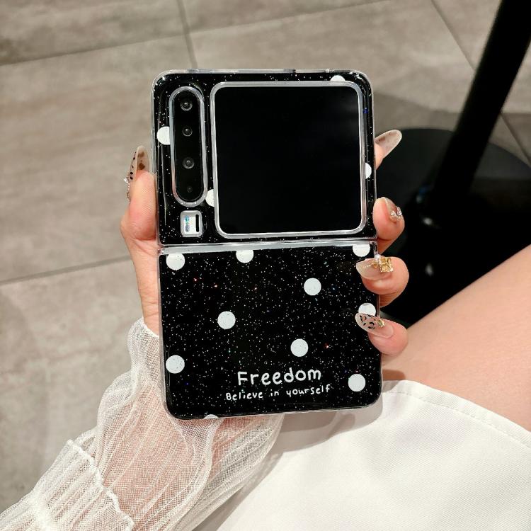 Funda para Huawei Pura X con diseño de puntos brillantes (negra)