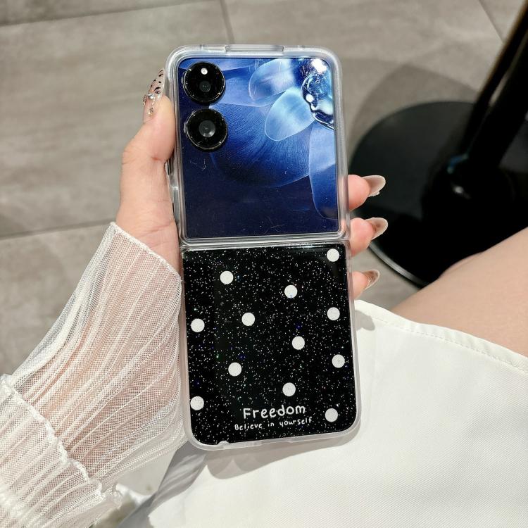 Funda para Xiaomi Mix Flip con purpurina y puntos (negra)